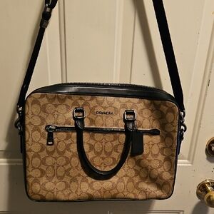 Coach Tan and Black Laptop Bag